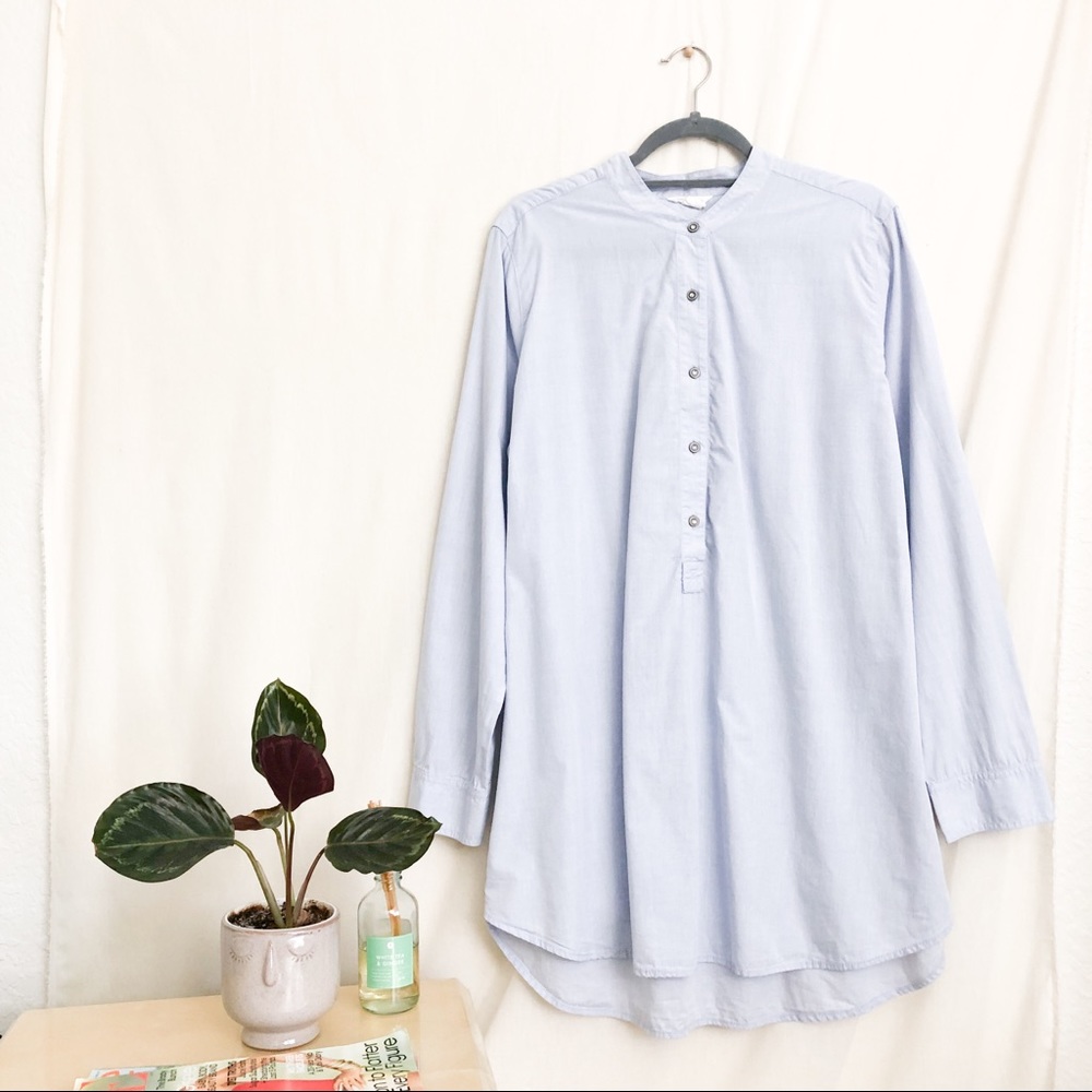 Caslon Blue Button Front Tunic Top SIZE XL